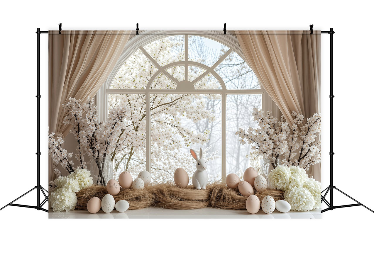 Toile de fond Pâques Fenêtre Printemps Rêveuse Lapin BRP1-222