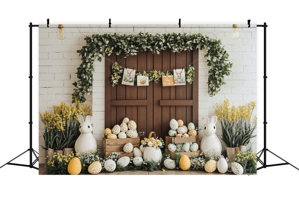 Fond Studio Photo Pâques Verdure Printanière Lapin Décor Pâques BRP1-228