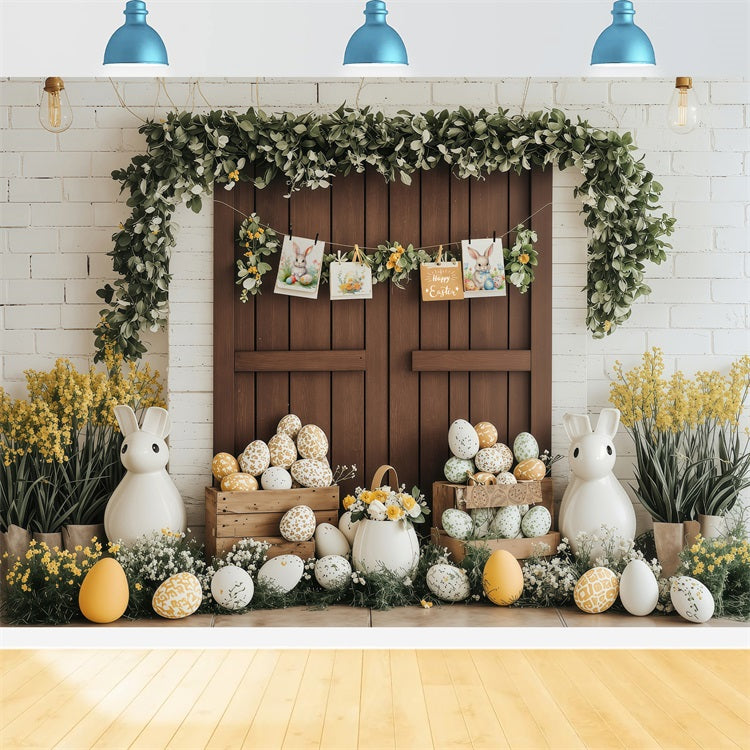 Fond Studio Photo Pâques Verdure Printanière Lapin Décor Pâques BRP1-228