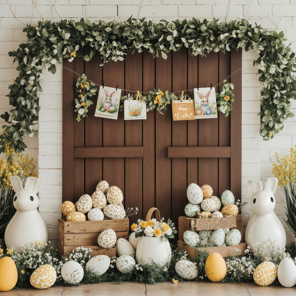 Fond Studio Photo Pâques Verdure Printanière Lapin Décor Pâques BRP1-228