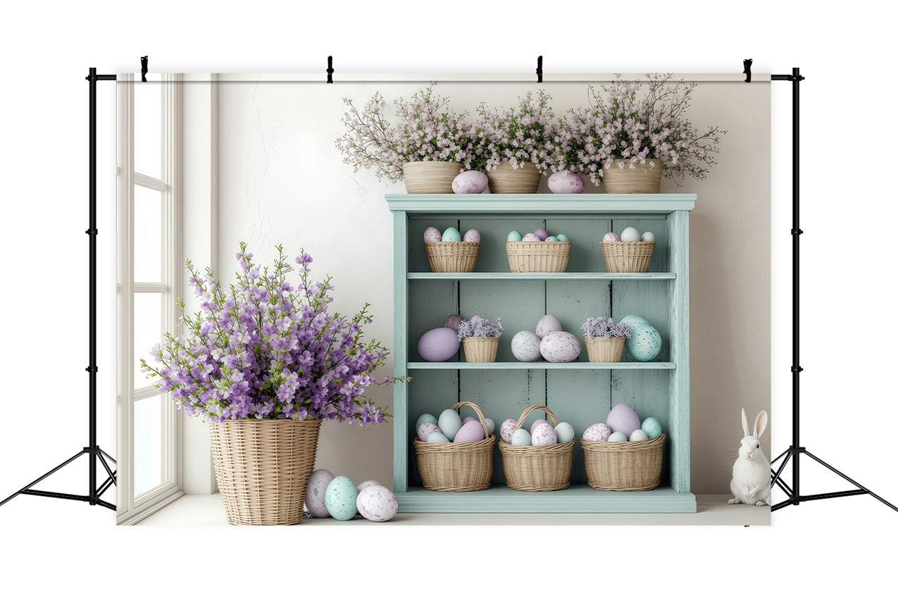 Fond Studio Photo Pâques Coin Rustique Œufs Lapins BRP1-233
