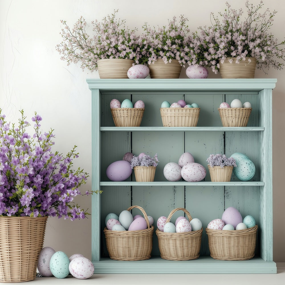 Fond Studio Photo Pâques Coin Rustique Œufs Lapins BRP1-233