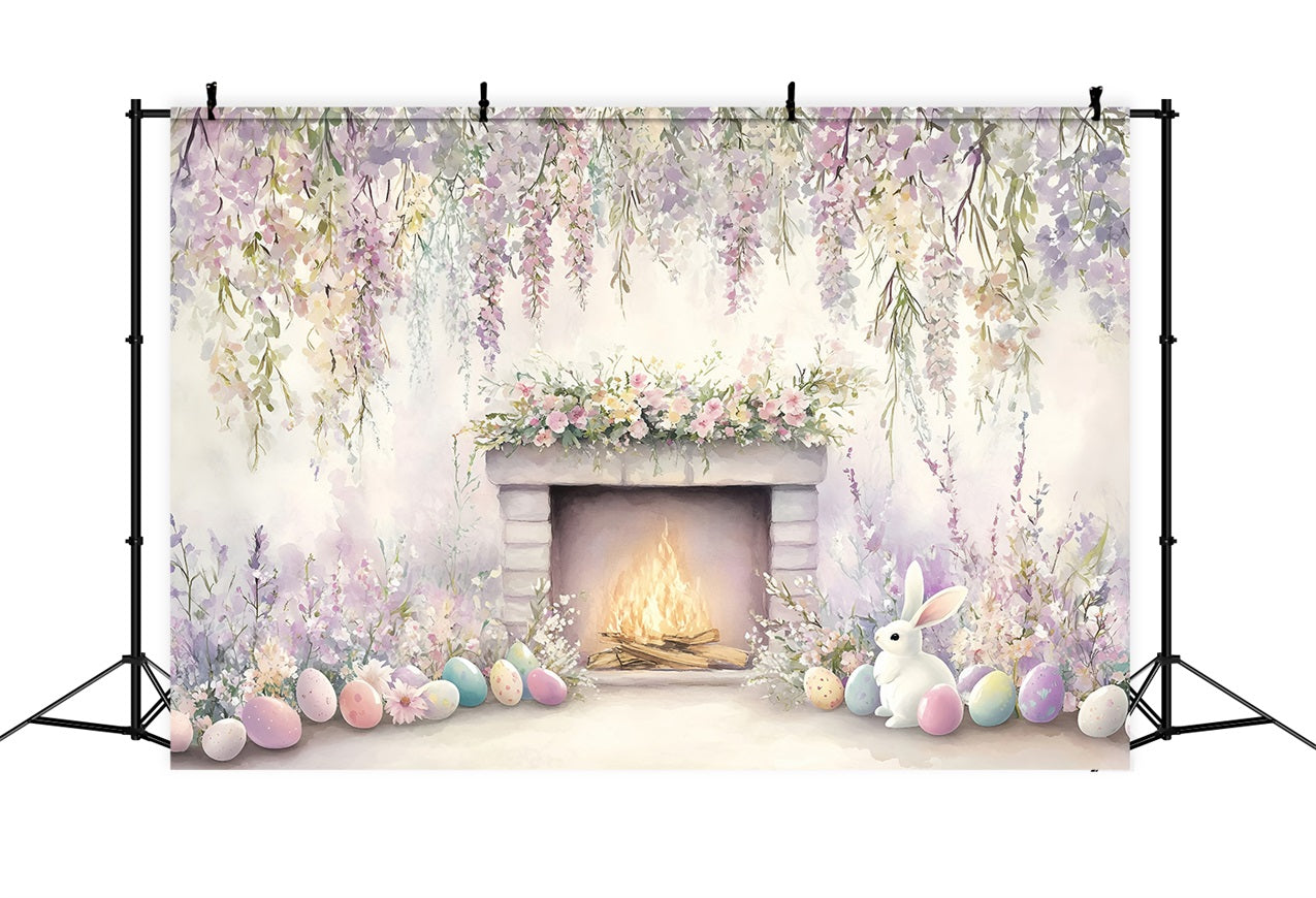 Fond Studio Photo Pâques Cheminée Pastel Lapin BRP1-240