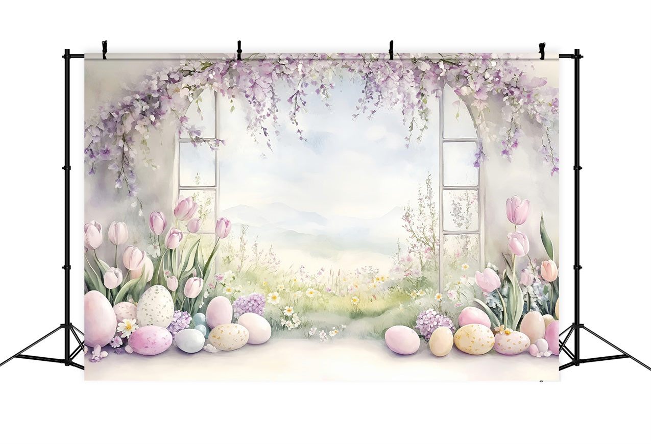 Toile de fond Pâques Œuf Tulipe Pastel BRP1-241