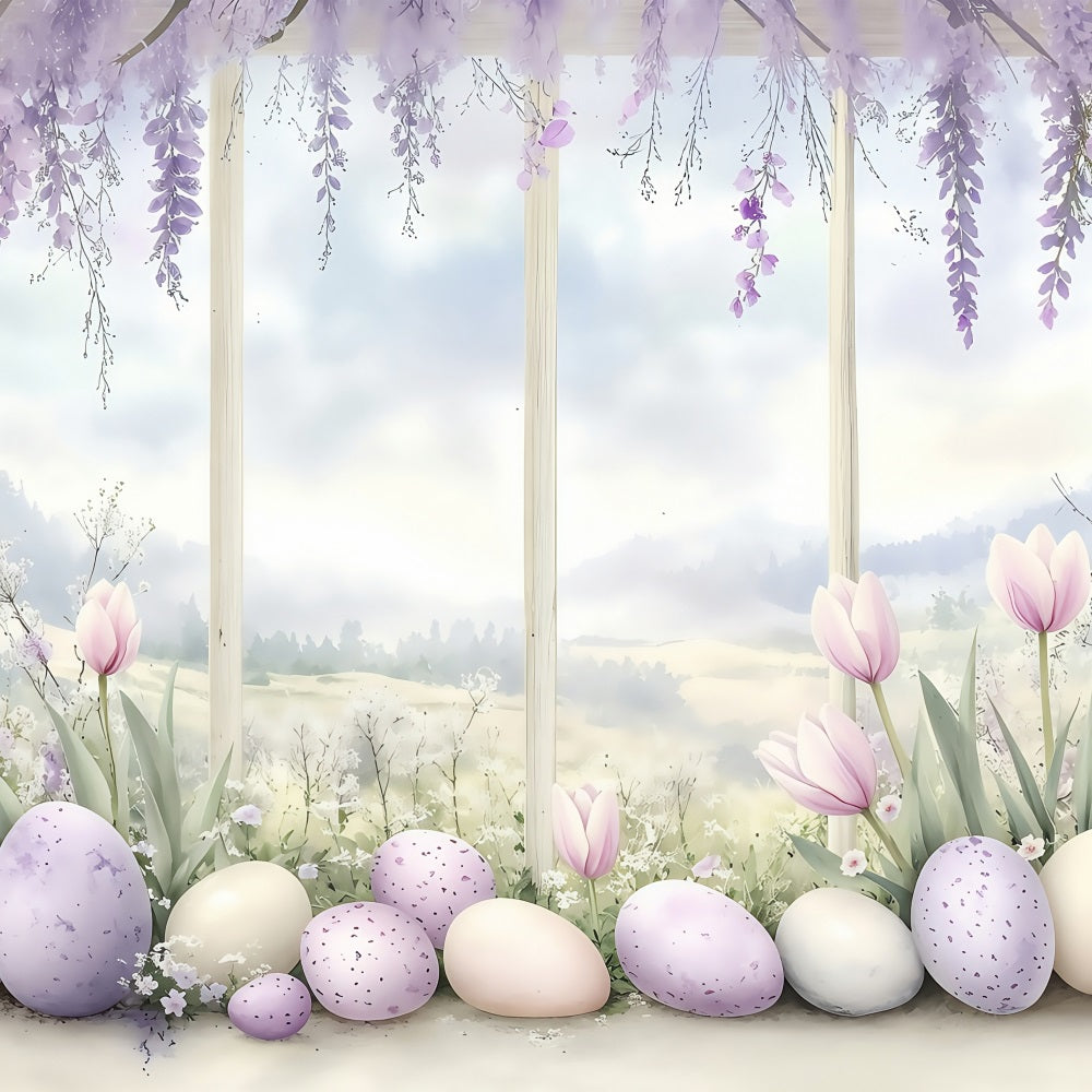 Fond Studio Photo PâquesPâques Fenêtre Œuf Violet Pastel BRP1-242