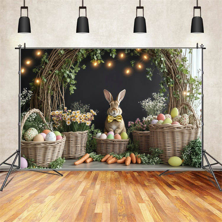 Toile de fond Pâques Panier Œufs Décor Lapin BRP1-247