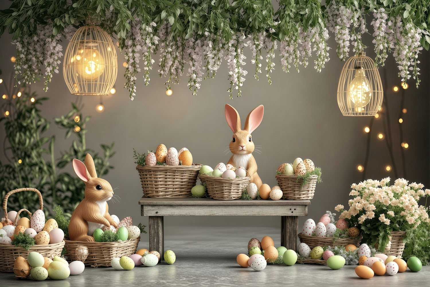 Fond Studio Photo Pâques Scène Pastel Lapin BRP1-248