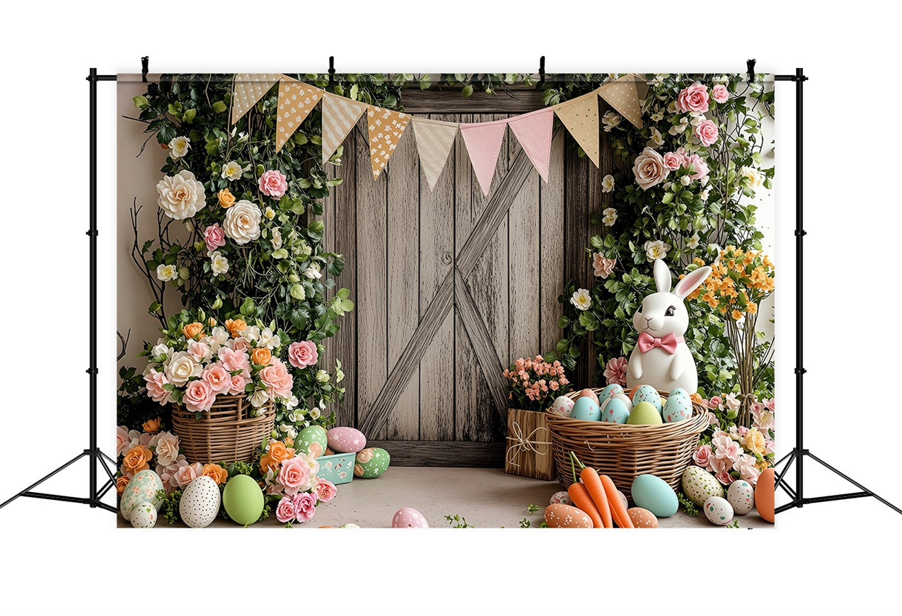Fond Photo Pâques Paradise Rempli de Fleurs Lapin Décor Festif BRP1-250