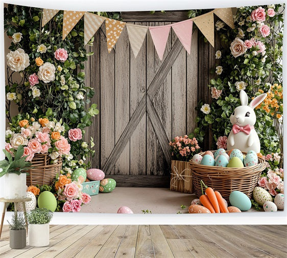 Fond Photo Pâques Paradise Rempli de Fleurs Lapin Décor Festif BRP1-250