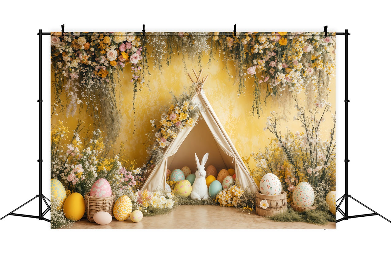 Toile de fond Pâques Tente Œuf Jaune Lapin BRP1-261