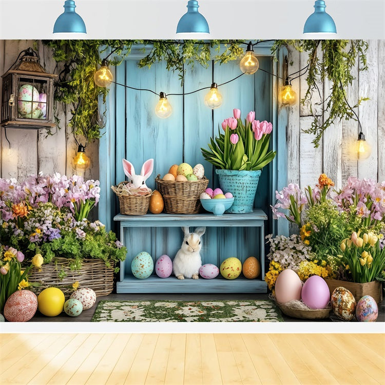 Fond Studio Photo Pâques Cottage Confort Lapin Œufs BRP1-267