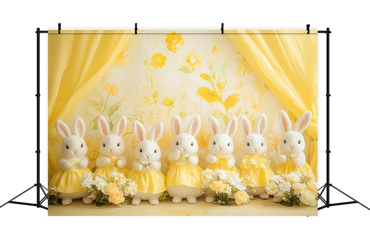 Fond Studio Photo Pâques Lapin Radiance Florale Jaune BRP1-276