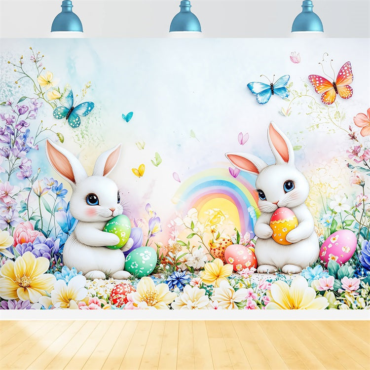 Fond Photo Pâques Arc-en-ciel Vibrant Décor Lapin BRP1-295