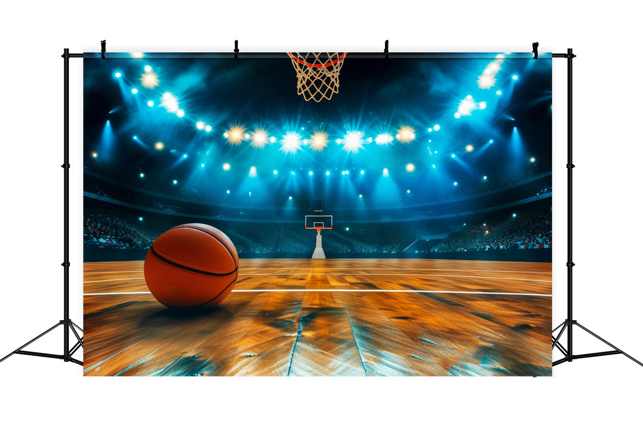 Toile de fond Photo Terrain de Basket Nuit de Jeu Éclairée BRP1-317