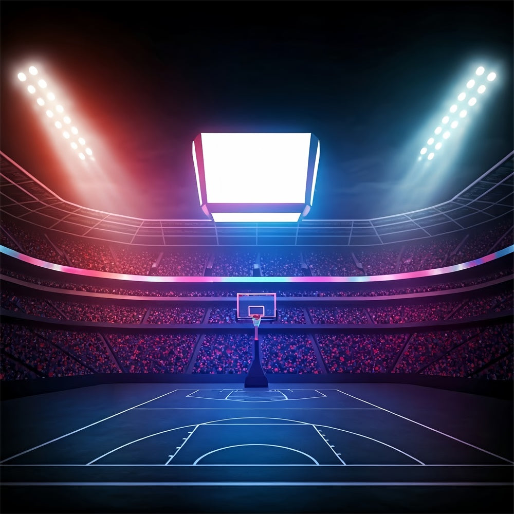 Toile de fond Photo Terrain de Basket Lumières Colorées Sports BRP1-325
