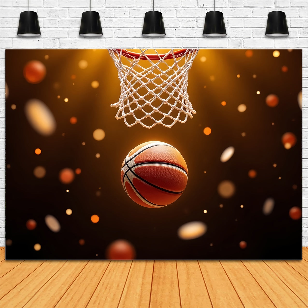 Toile de fond Ballon de Basket Scène Dorée Étincelante BRP1-327