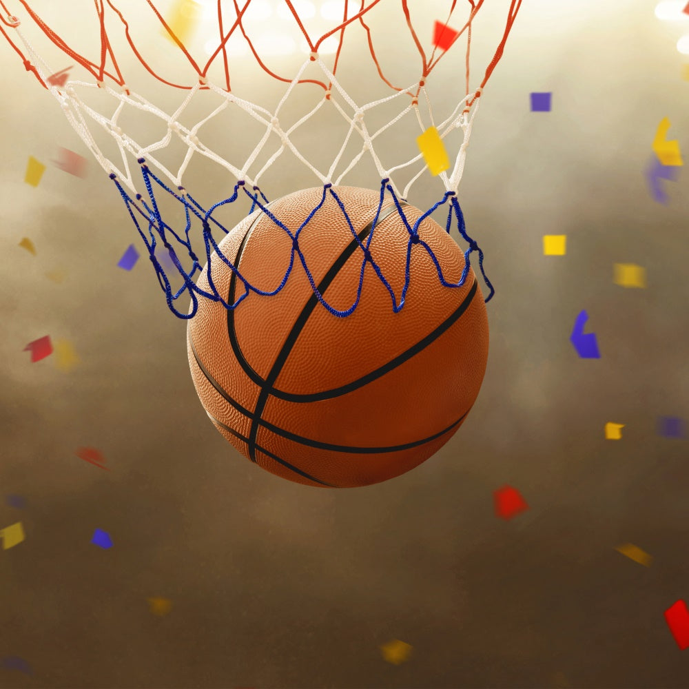 Toile de fond Ballon de Basket Fête Sportive avec Confettis BRP1-328