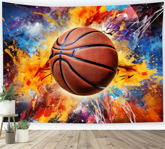 Toile de fond Ballon Basket Couleurs Explosives Vibrantes BRP1-332