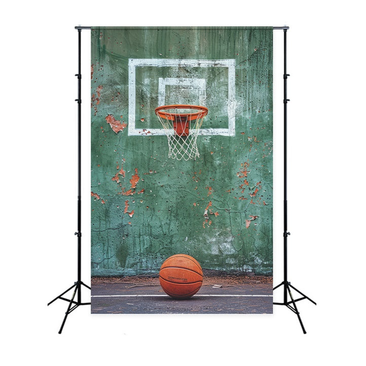 Toile de fond Ballon Basket Mur Vert Vintage Panier BRP1-334