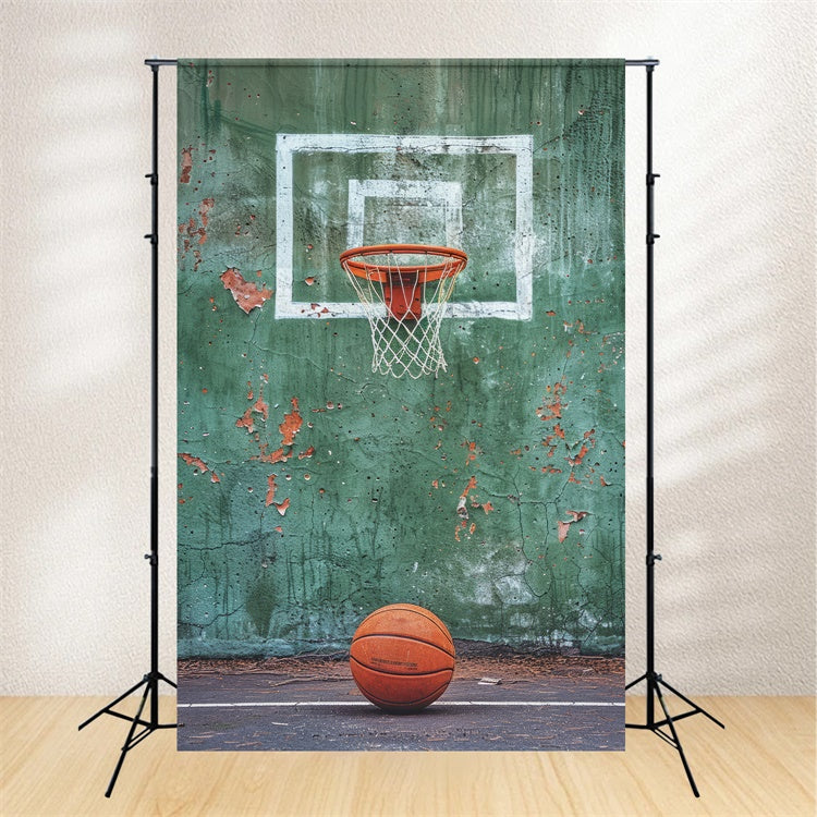 Toile de fond Ballon Basket Mur Vert Vintage Panier BRP1-334