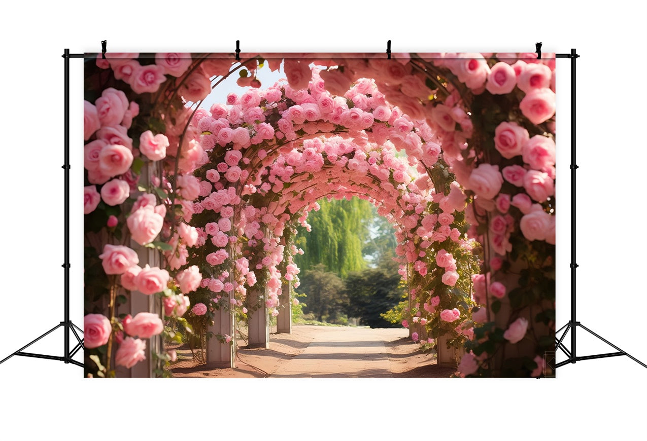 Fond Photo Fleuri Arches Couvertes Roses Roses BRP1-341