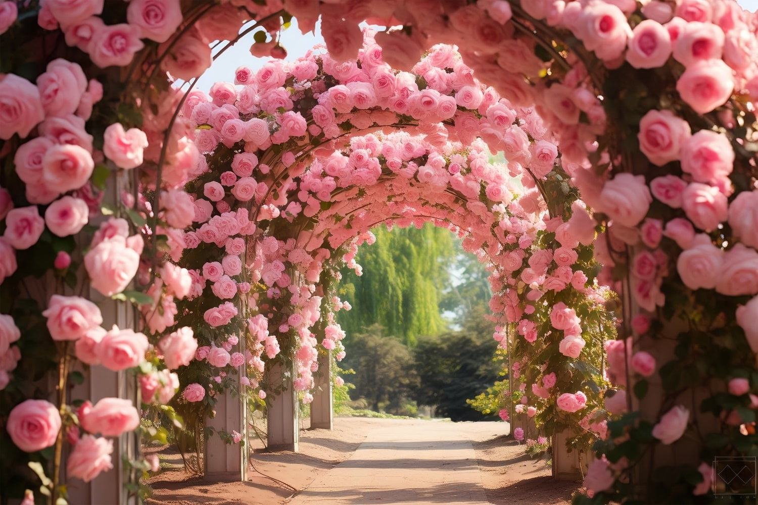 Fond Photo Fleuri Arches Couvertes Roses Roses BRP1-341