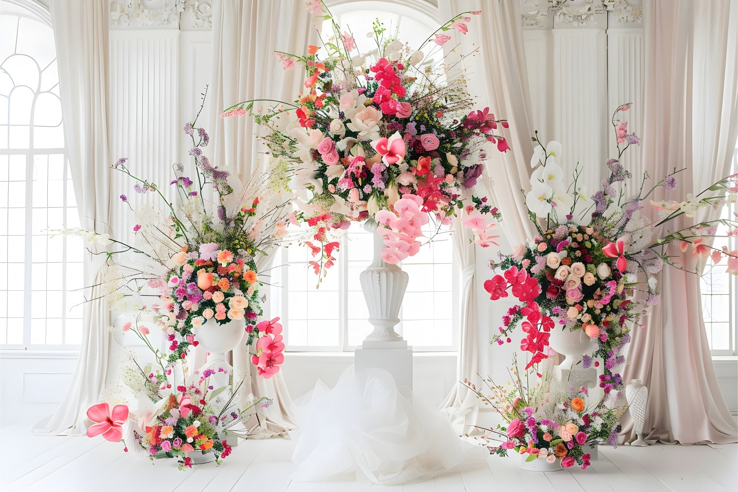 Fond Photo Fleurs Orchidée Rose Lumineuse Blanche BRP1-360