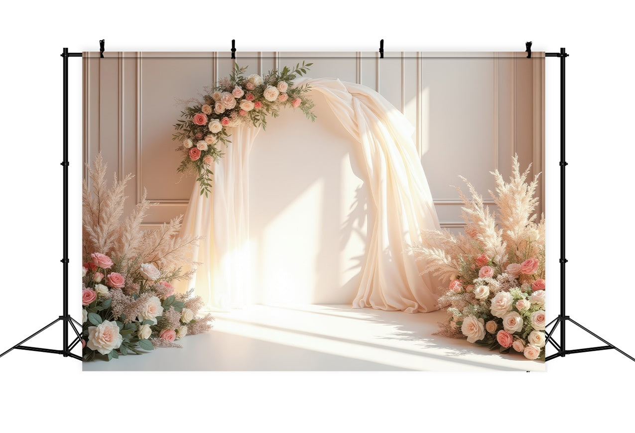 Fond Photo Fleurs Arche Douce Crème Mariage BRP1-362
