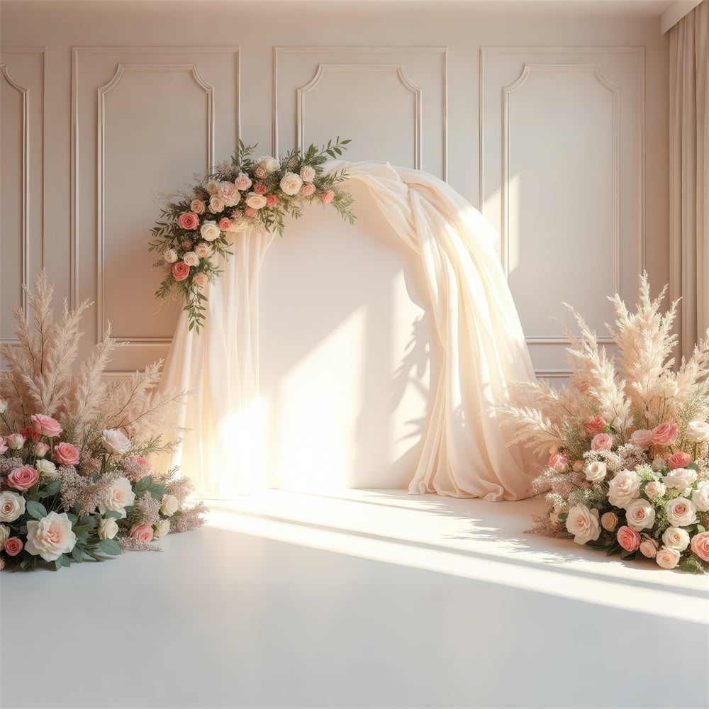 Fond Photo Fleurs Arche Douce Crème Mariage BRP1-362