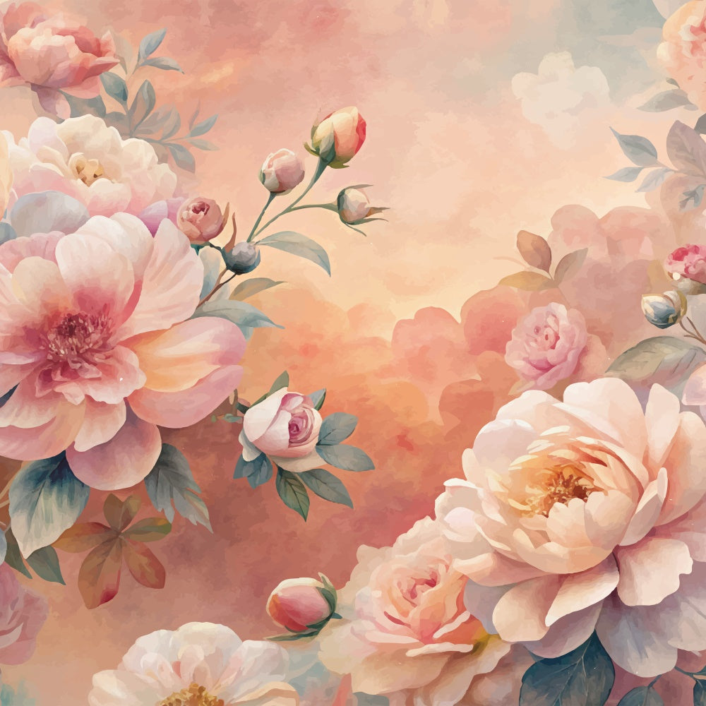Fond Photo Fleuri Art Mur Pivoine Romantique BRP1-374