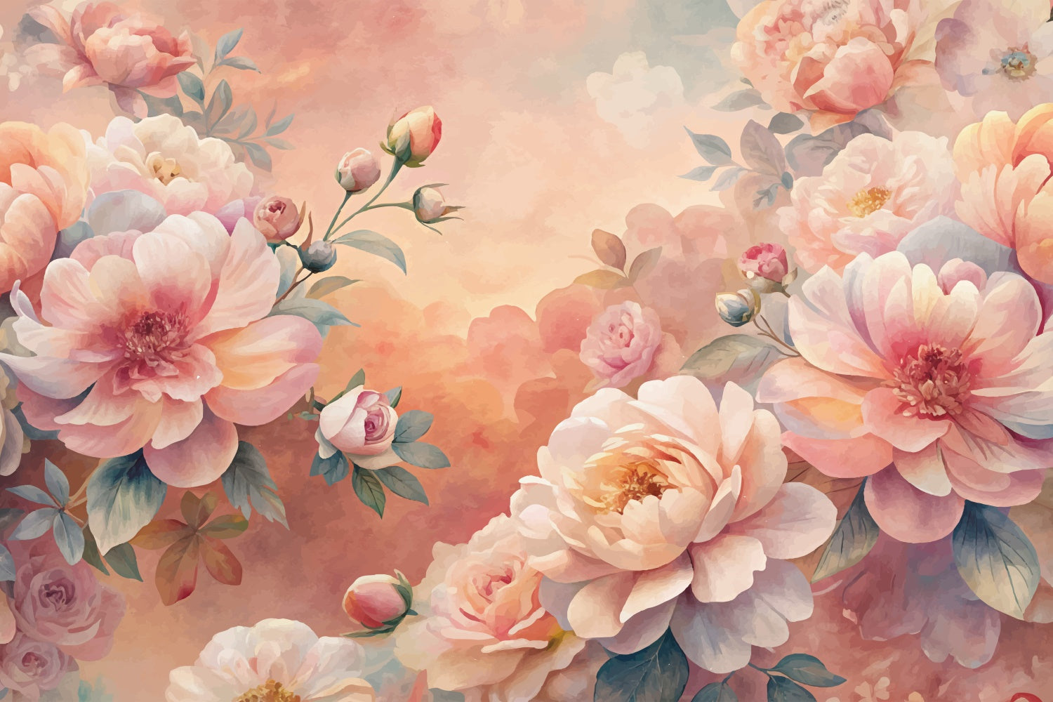 Fond Photo Fleuri Art Mur Pivoine Romantique BRP1-374