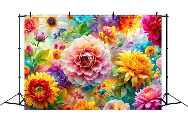 Fond Floral Art Vif Éclat de Fleurs Colorées BRP1-378