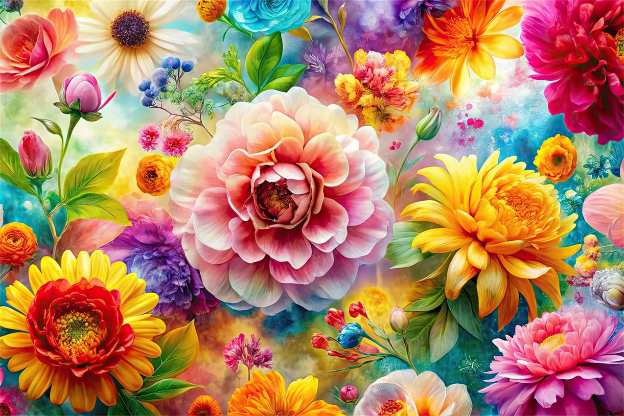 Fond Floral Art Vif Éclat de Fleurs Colorées BRP1-378