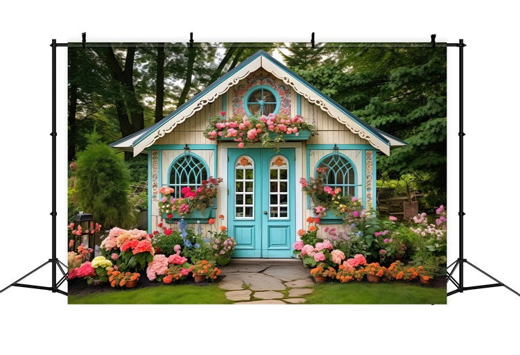 Toile de fond Fleur Jardin Cottage Bleu Charmant BRP1-381