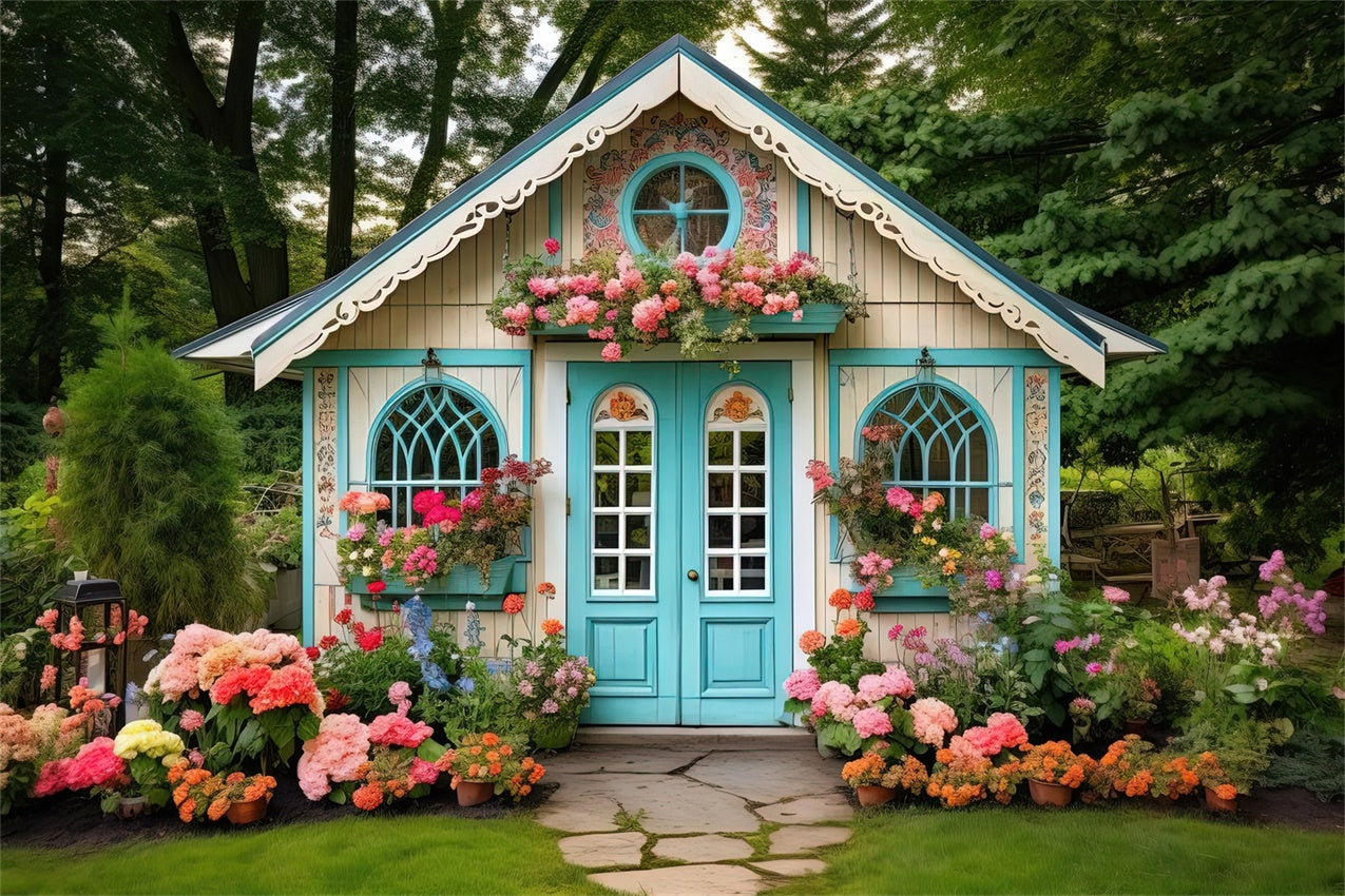 Toile de fond Fleur Jardin Cottage Bleu Charmant BRP1-381