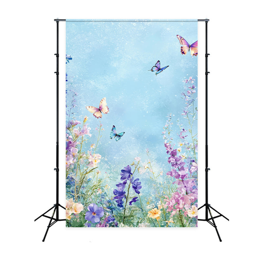 Fond Fleuri Papillon Pastel Printemps Fleuri BRP1-388