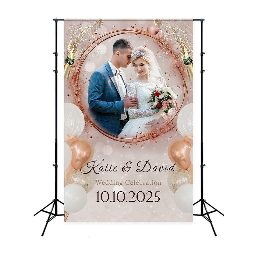 Toile de fond Mariage Personnalisée Belle Célébration Champagne BRP1-398