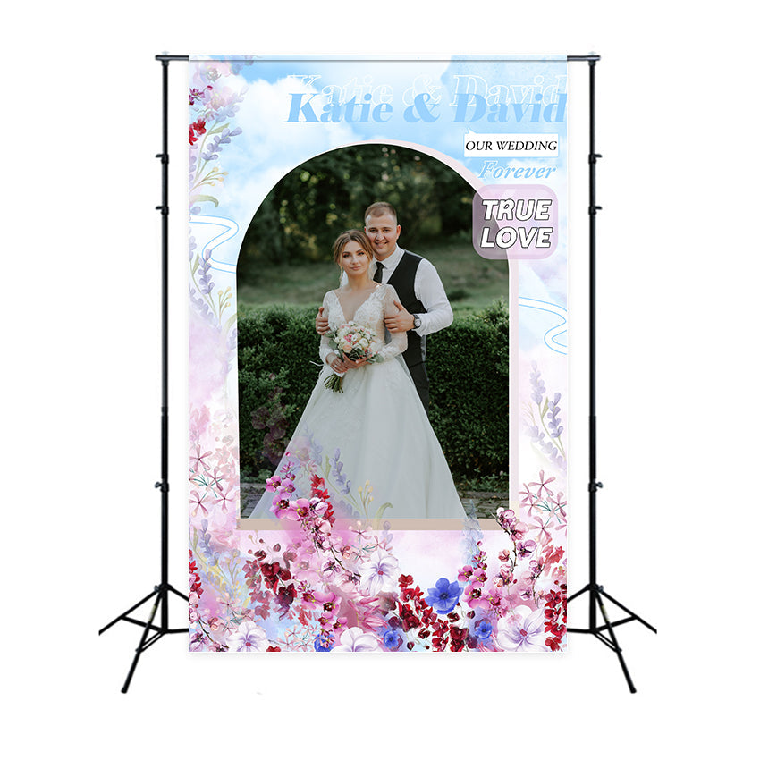 Toile de fond Mariage Personnalisée Fleurs Romantiques Amour BRP1-399