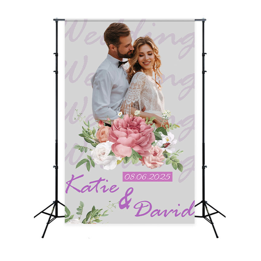 Toile de fond Mariage Personnalisée Célébration Florale Roses Pêches BRP1-401