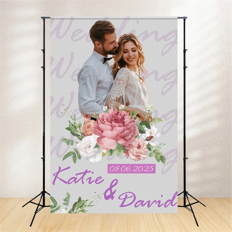 Toile de fond Mariage Personnalisée Célébration Florale Roses Pêches BRP1-401