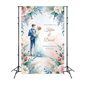 Toile de fond Photo Mariage Personnalisé Verdure Accents Dorés BRP1-411