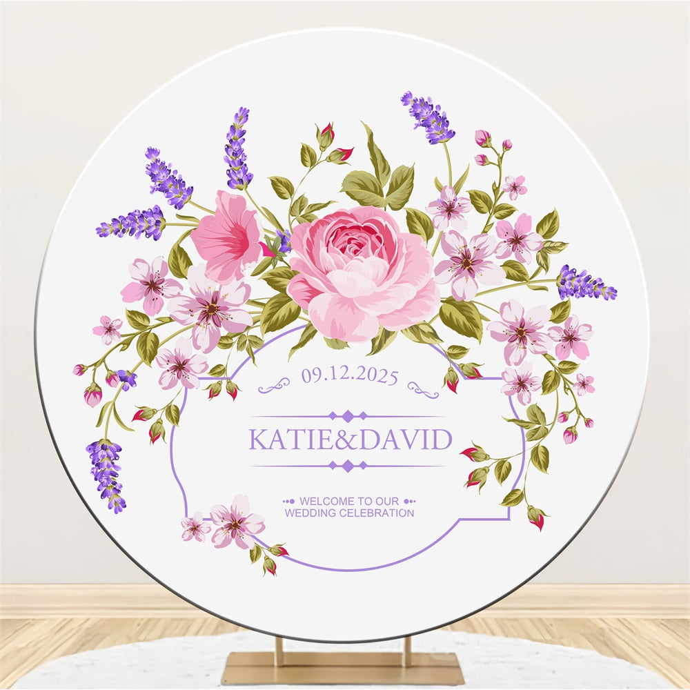 Toile de fond Ronde Mariage Personnalisée Célébration Florale BRP1-438