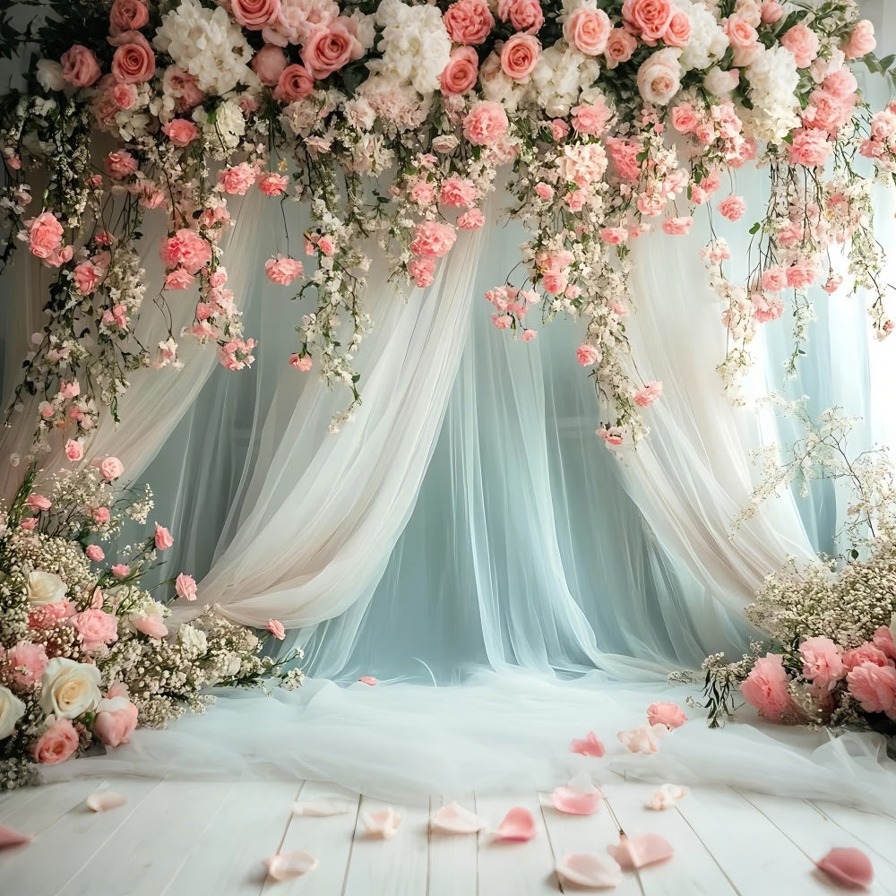 Fond Photo Fleuri Drapé Romantique Roses Roses BRP1-509