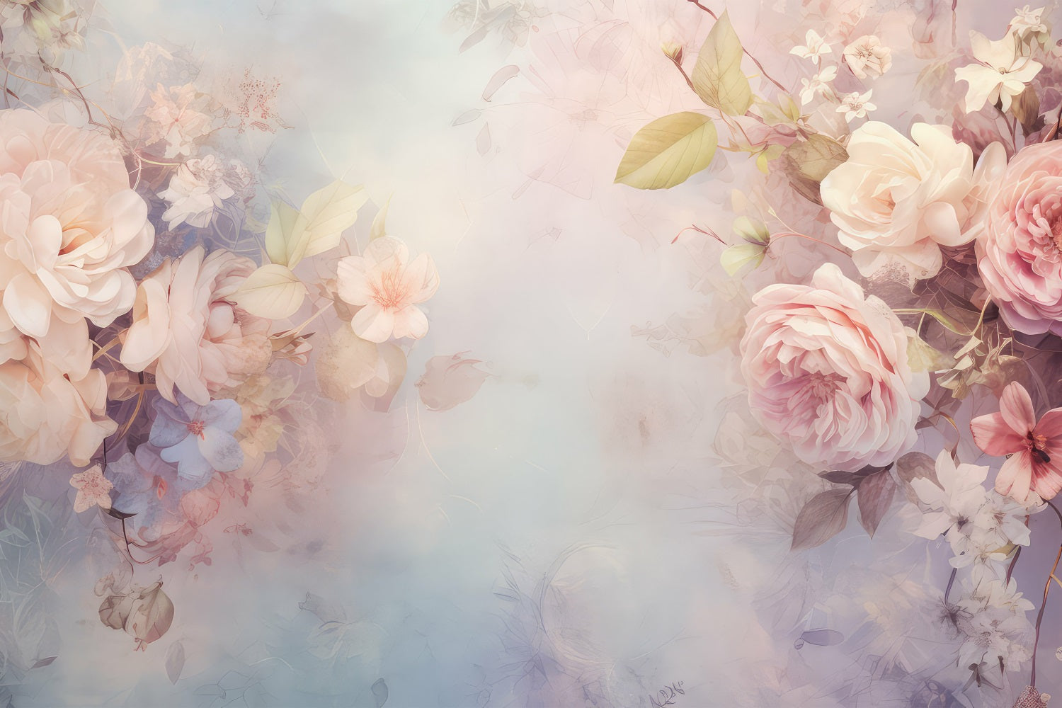 Toile de fond Fleur Fantaisie Florale Tons Blush BRP1-523