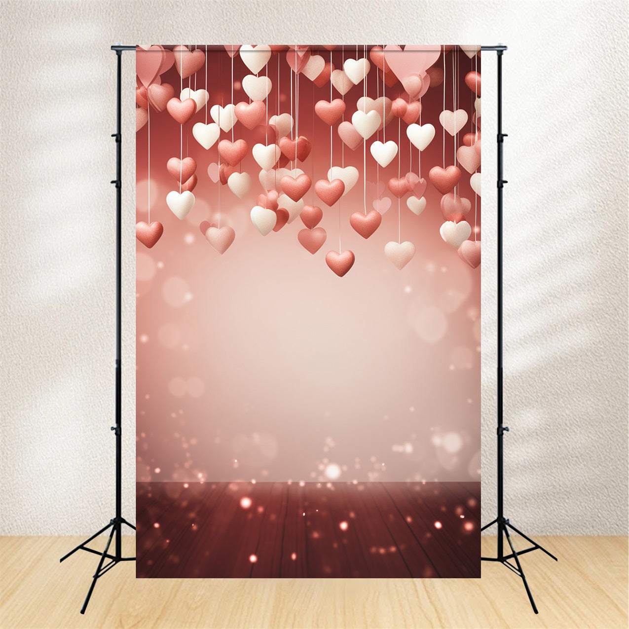 Toile de Fond St-Valentin Cœurs Suspendus Lueur Chaleureuse BRP1-86