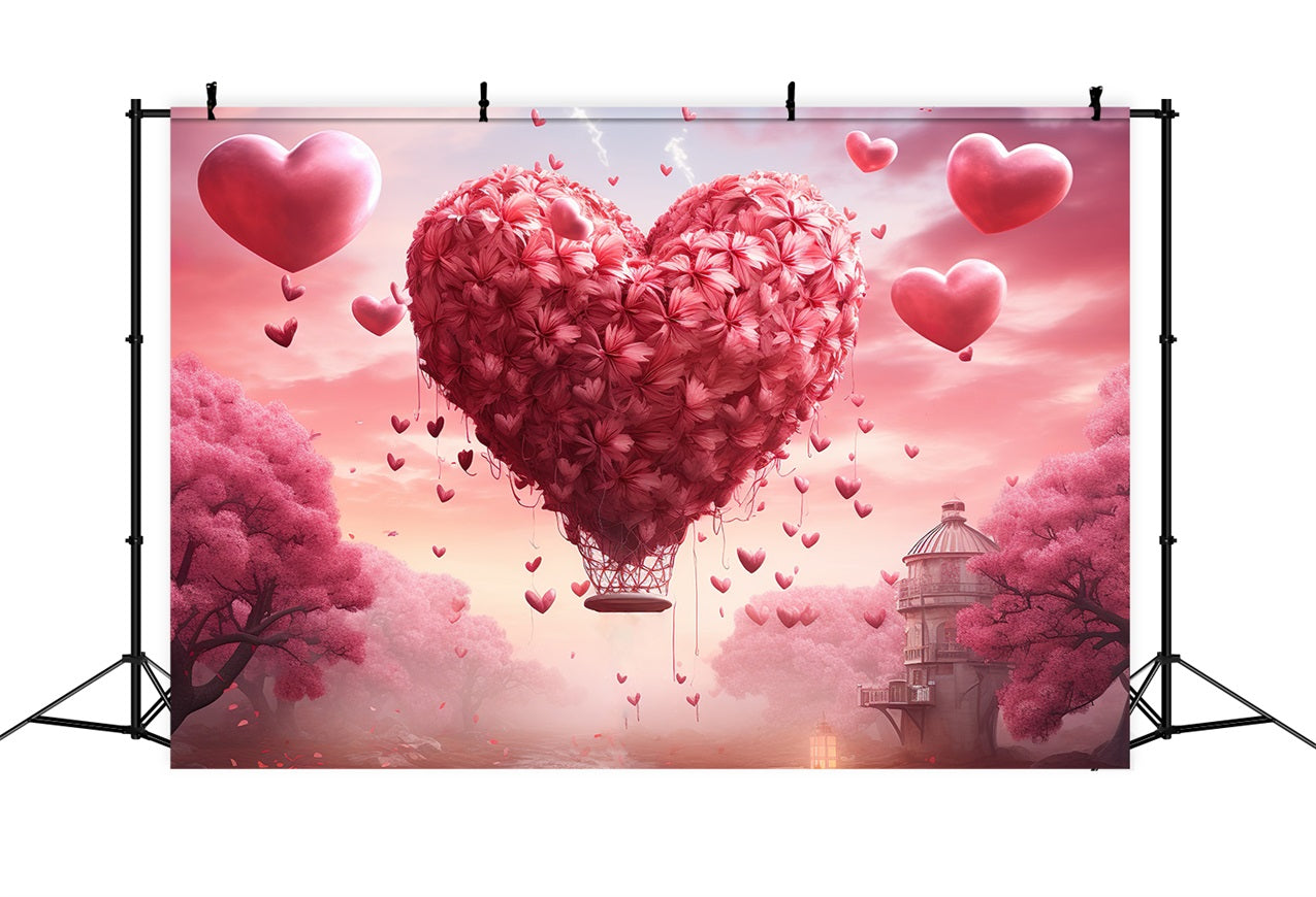 Toile de Fond Saint Valentin Ciel de Ballons Cœurs Rêveurs BRP1-92