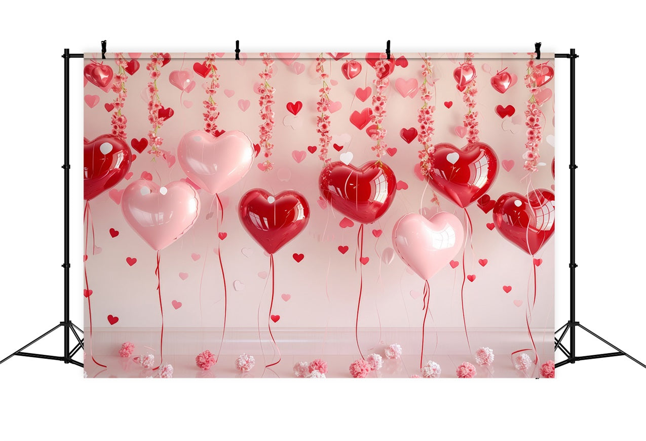 Toile de Fond St-Valentin Ballons Cœurs Floraux Suspendus BRP1-93