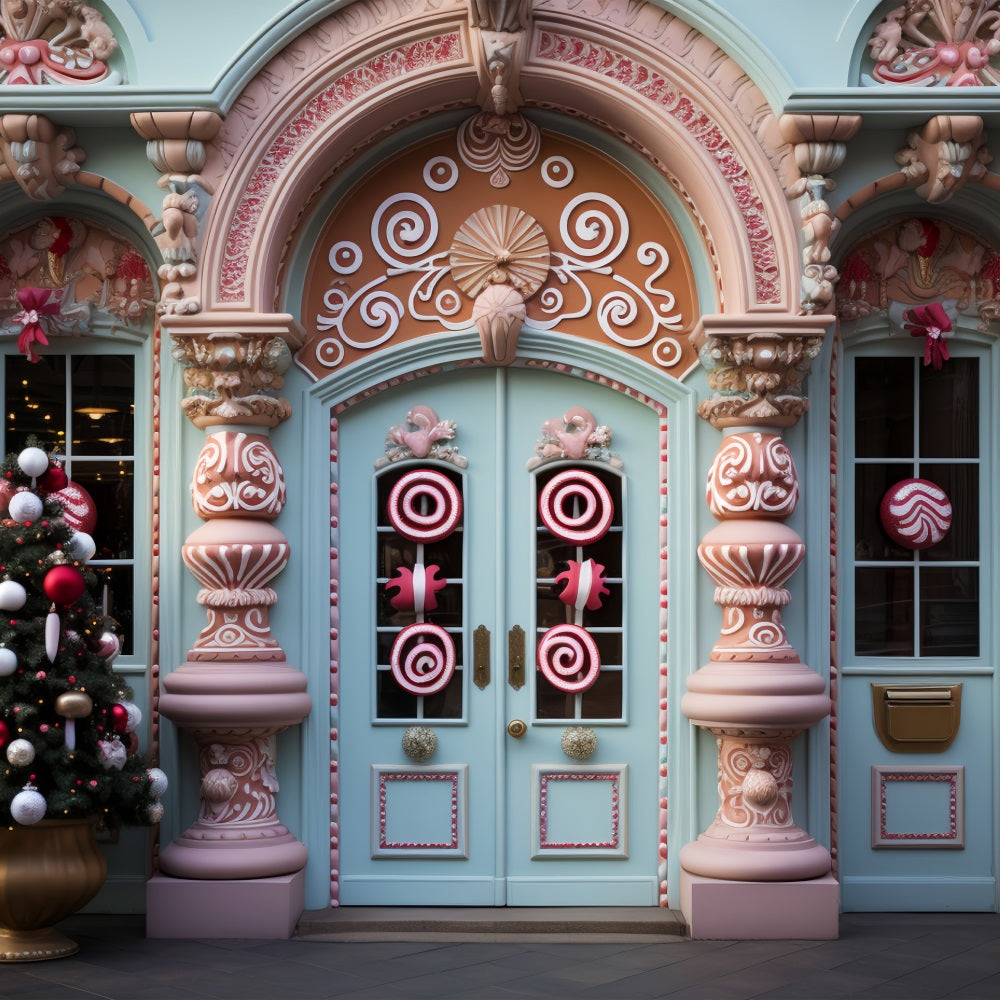 Noël Toile de fond Décor d'entrée Canne en bonbon BRP10-142