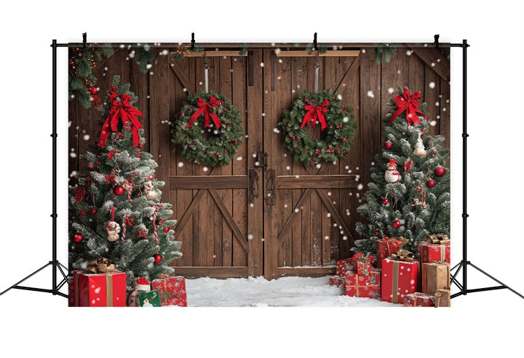 Noël Toile de fond Décor rustique Arbres Boîtes cadeaux BRP10-146