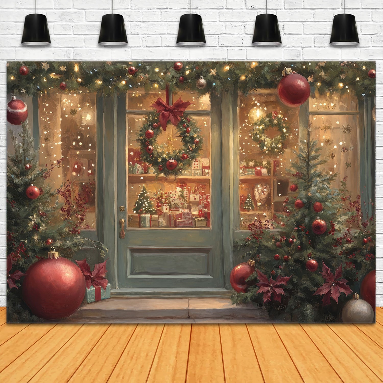 Noël Toile de fond Affichage Couronne Ornements BRP10-150
